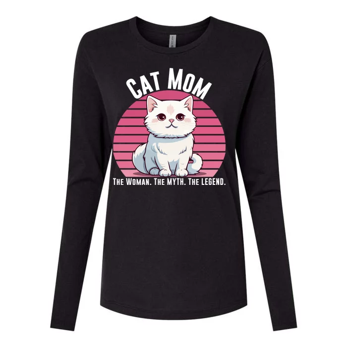 Cat Mom The Woman The Myth The Legend Cat Lover Cat Mom Cat Parent Cat Owner Womens Cotton Relaxed Long Sleeve T-Shirt