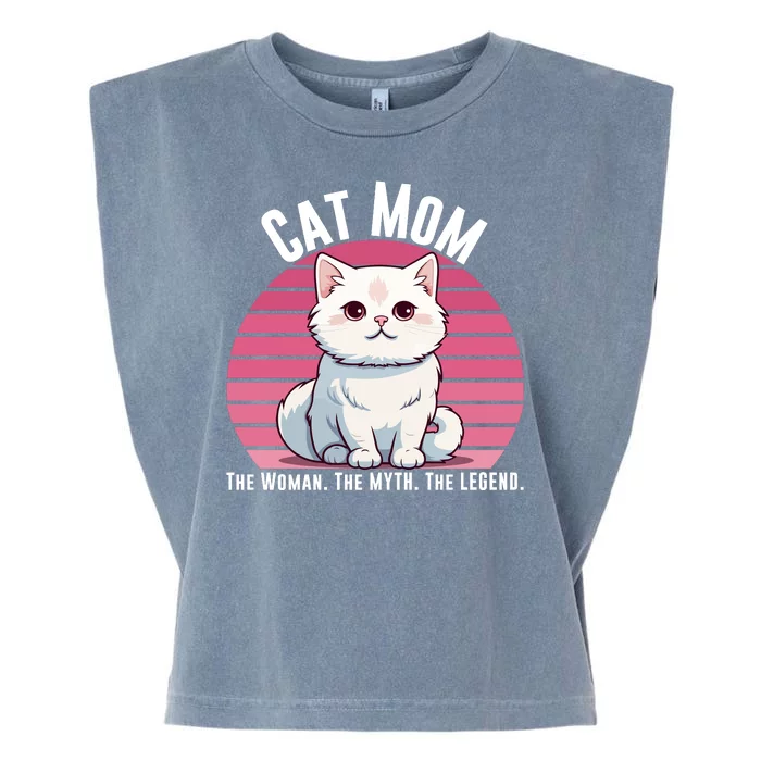 Cat Mom The Woman The Myth The Legend Cat Lover Cat Mom Cat Parent Cat Owner Garment-Dyed Women's Muscle Tee