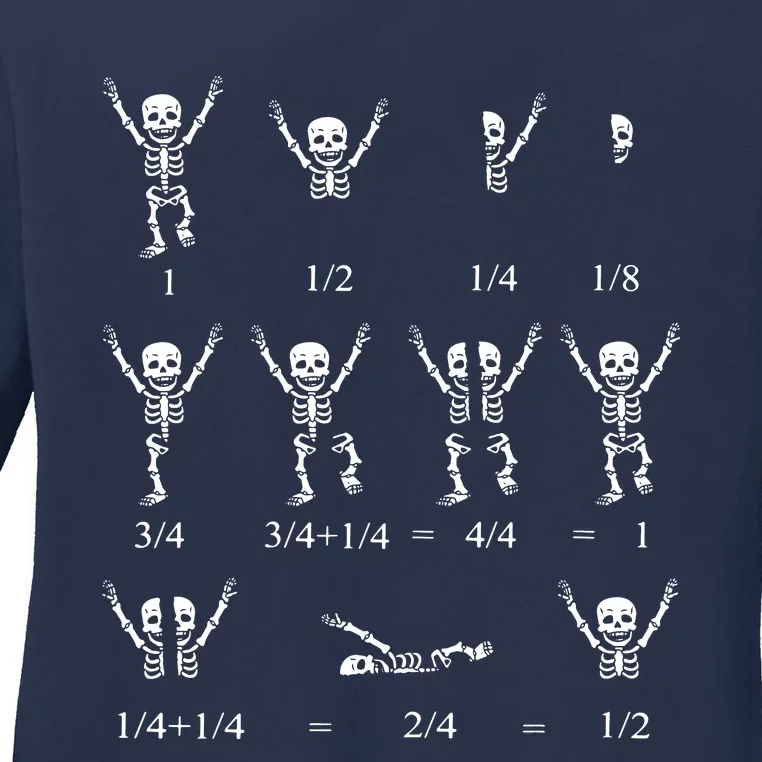 Cute Math Teacher Equation Skeleton Math Students Halloween Ladies Long Sleeve Shirt