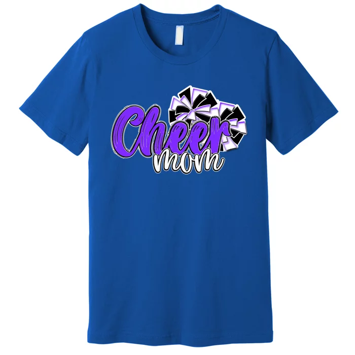 Cheer Mom Top Pom Poms Purple Mascot Colors School Cute Gift Premium T-Shirt