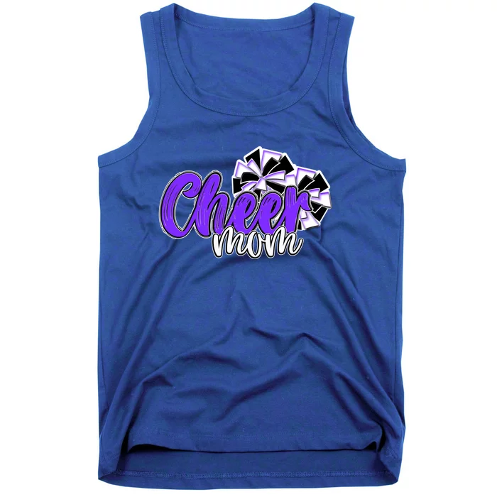 Cheer Mom Top Pom Poms Purple Mascot Colors School Cute Gift Tank Top