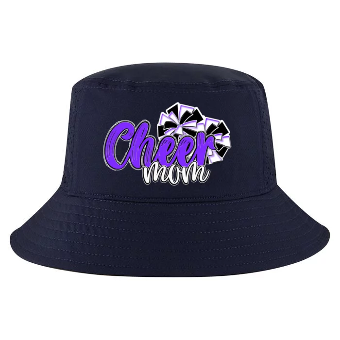 Cheer Mom Top Pom Poms Purple Mascot Colors School Cute Gift Cool Comfort Performance Bucket Hat