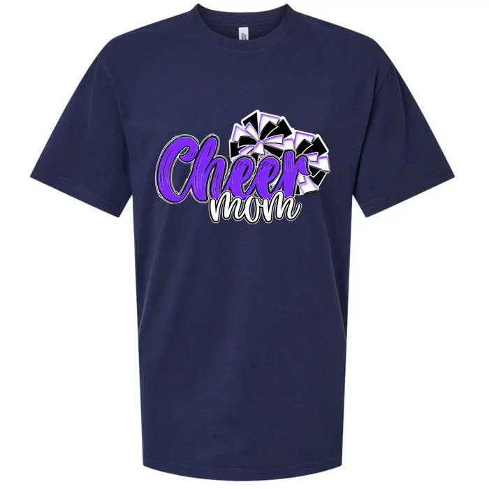 Cheer Mom Top Pom Poms Purple Mascot Colors School Cute Gift Sueded Cloud Jersey T-Shirt