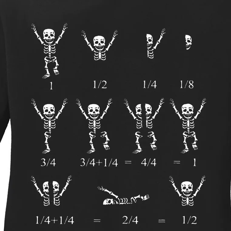 Cute Math Teacher Equation Skeleton Math Students Halloween Ladies Long Sleeve Shirt