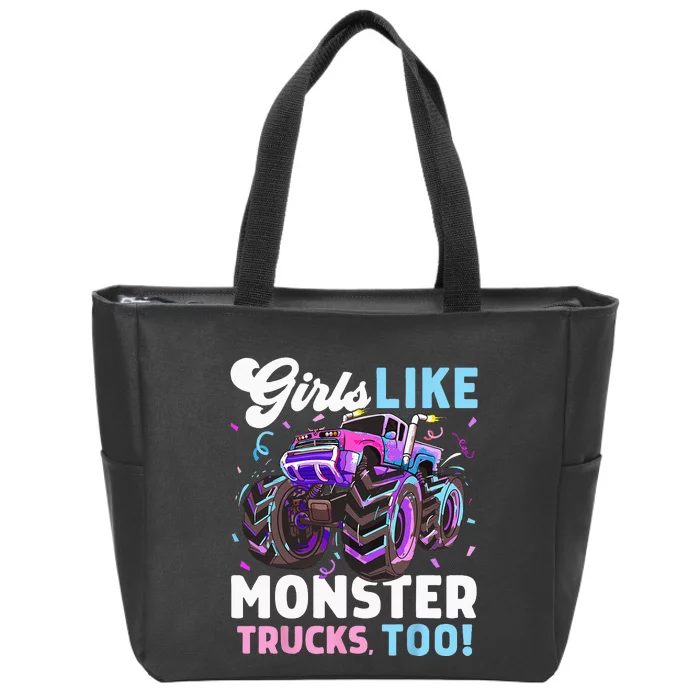 Cute Monster Truck Girls Like Monster Trucks Too Zip Tote Bag