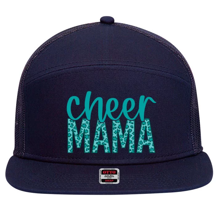 Cheer Mama Teal Leopard Print Great Gift 7 Panel Mesh Trucker Snapback Hat