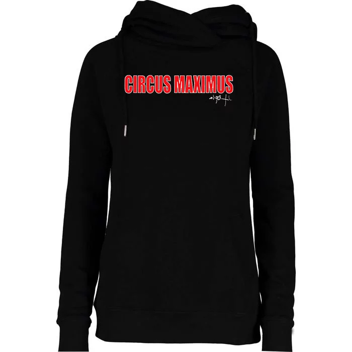 Circus Maximus Typeset Design Womens Funnel Neck Pullover Hood