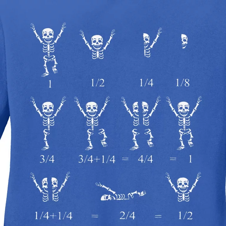 Cute Math Teacher Equation Skeleton Math Students Halloween Ladies Long Sleeve Shirt