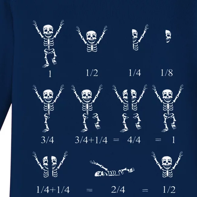 Cute Math Teacher Equation Skeleton Math Students Halloween Baby Long Sleeve Bodysuit