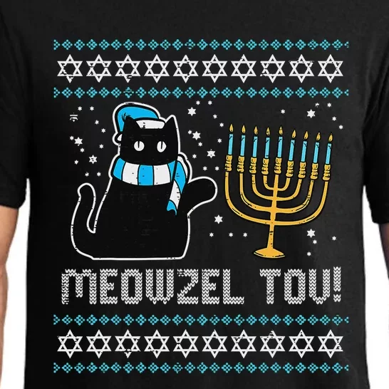 Cute Meowzel Tov Black Cat Funny Hanukkah Pajama Set