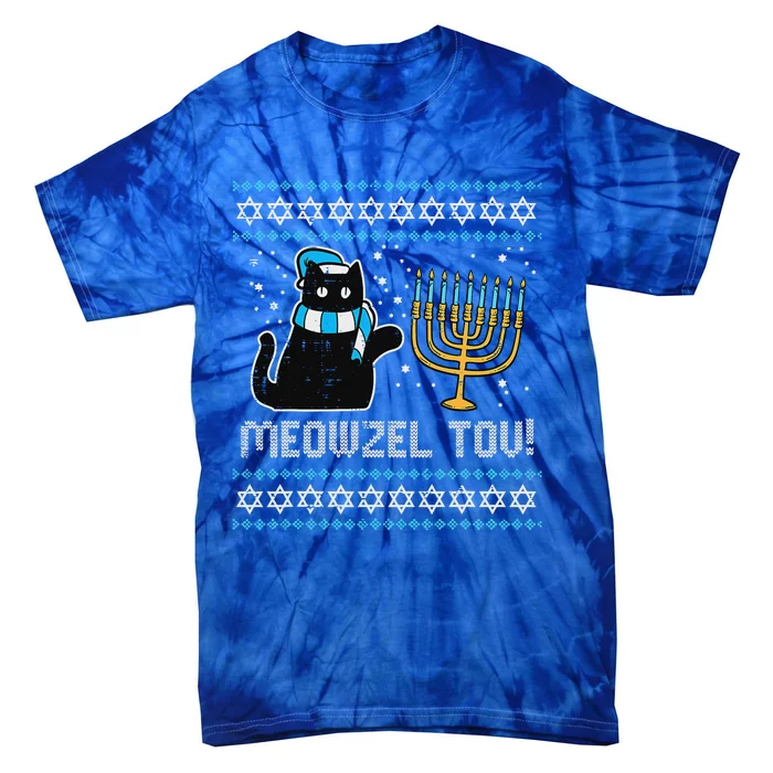 Cute Meowzel Tov Black Cat Funny Hanukkah Tie-Dye T-Shirt