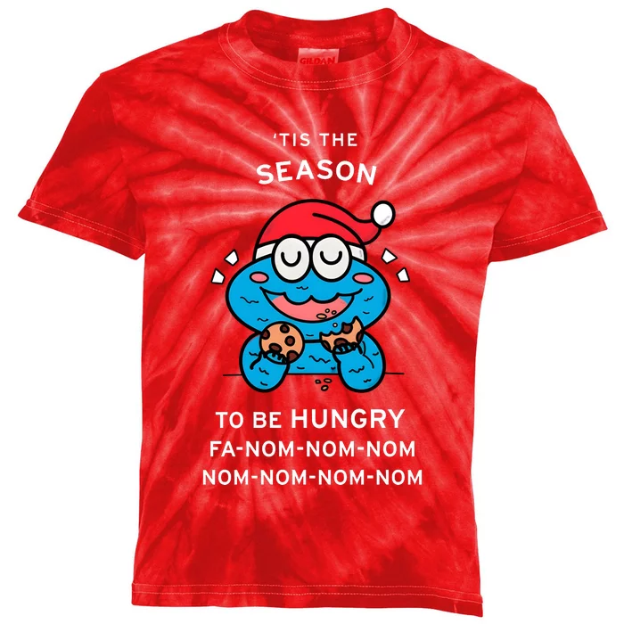 Cookie Monster Tis The Seasonto Be Hungry Fa Nom Nom Nom Kids Tie-Dye T-Shirt