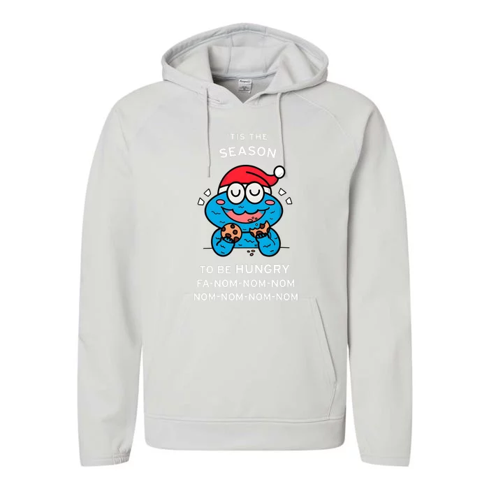 Cookie Monster Tis The Seasonto Be Hungry Fa Nom Nom Nom Performance Fleece Hoodie