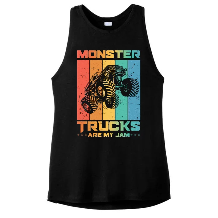 Cool Monster Trucks Are My Jam Ladies Tri-Blend Wicking Tank