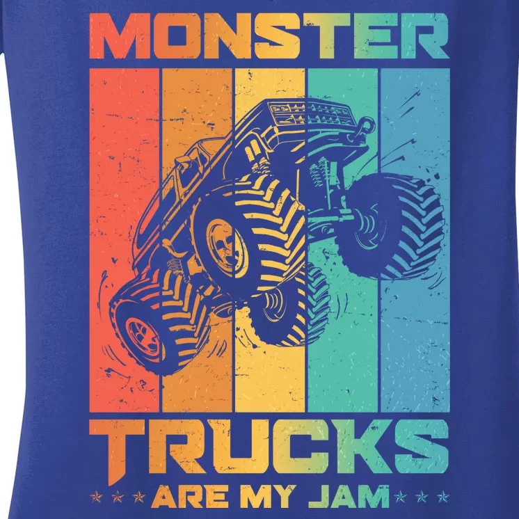 Cool Monster Trucks Are My Jam Women's V-Neck T-Shirt