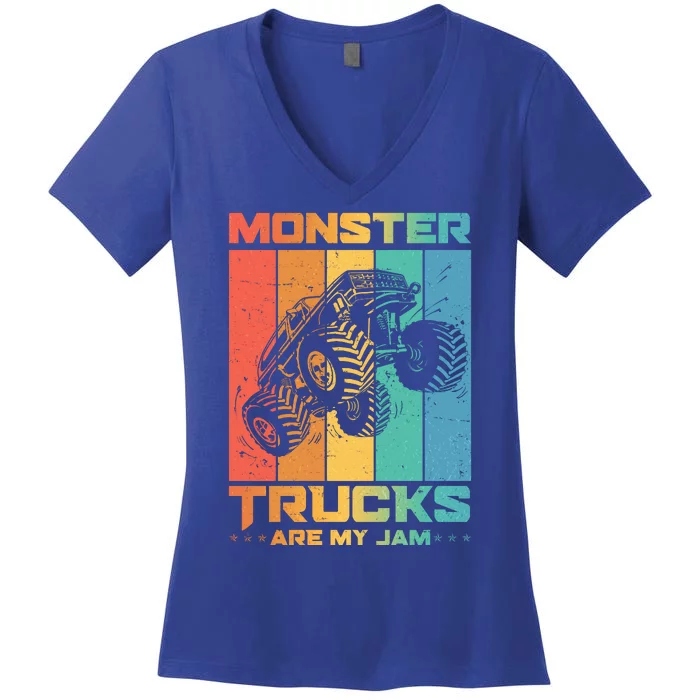 Cool Monster Trucks Are My Jam Women's V-Neck T-Shirt