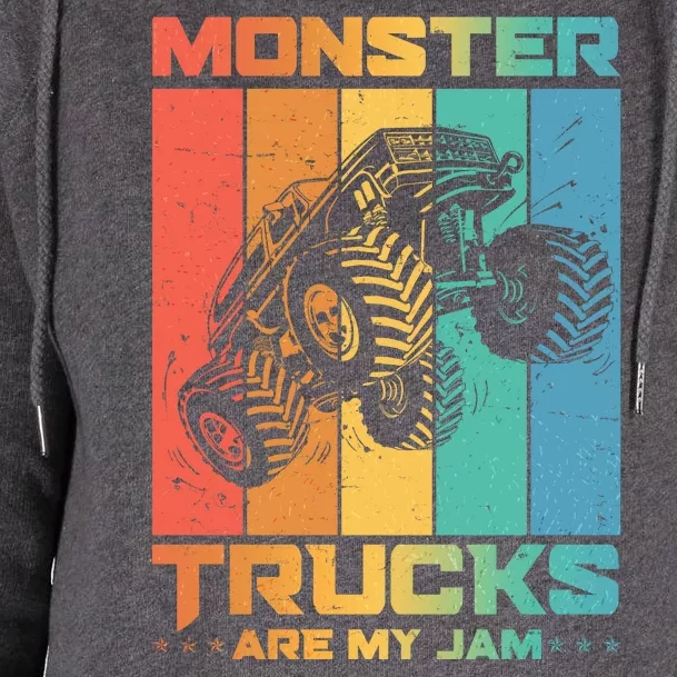 Cool Monster Trucks Are My Jam Womens Funnel Neck Pullover Hood