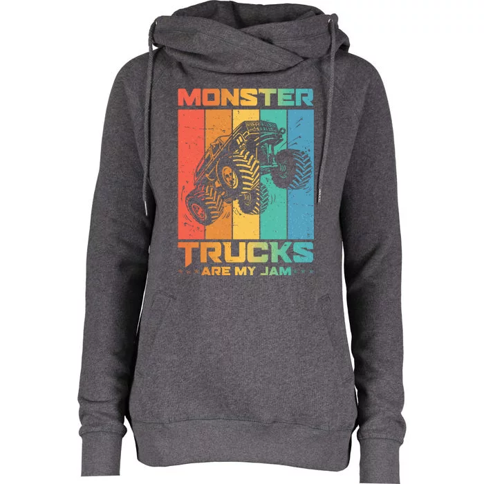 Cool Monster Trucks Are My Jam Womens Funnel Neck Pullover Hood