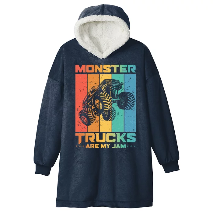 Cool Monster Trucks Are My Jam Hooded Wearable Blanket