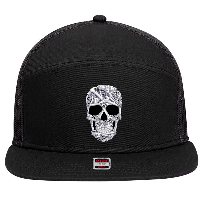 Car Mechanic Tools Skull Garage Halloween Costume Skeleton 7 Panel Mesh Trucker Snapback Hat