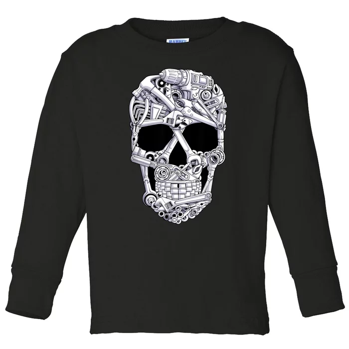 Car Mechanic Tools Skull Garage Halloween Costume Skeleton Toddler Long Sleeve Shirt