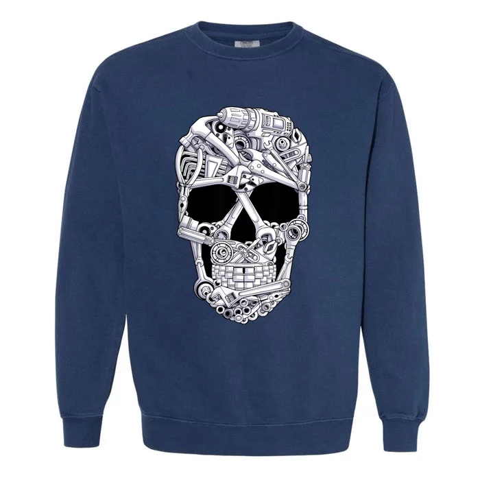 Car Mechanic Tools Skull Garage Halloween Costume Skeleton Garment-Dyed Sweatshirt