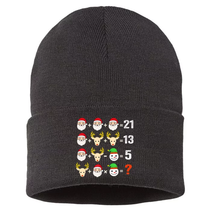 Christmas Math Teacher Funny Christmas Sustainable Knit Beanie