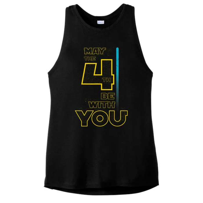 Cool May The 4th Be With You Birthday Ladies Tri-Blend Wicking Tank