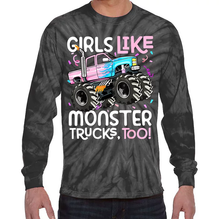 Cute Monster Truck Like Monster Trucks Too Tie-Dye Long Sleeve Shirt