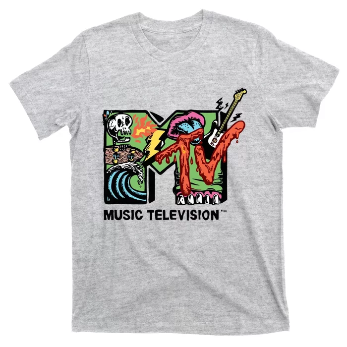 Classic Music Television 80s Retro Style Halloween Music Television Skeleton T-Shirt