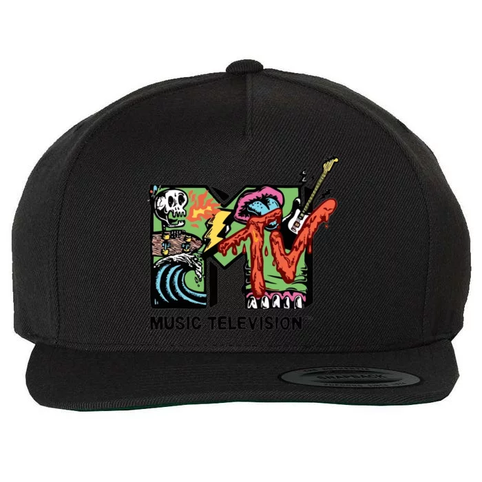 Classic Music Television 80s Retro Style Halloween Music Television Skeleton Wool Snapback Cap