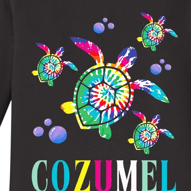 Cozumel Mexico Tie Dye Sea Turtle Baby Long Sleeve Bodysuit