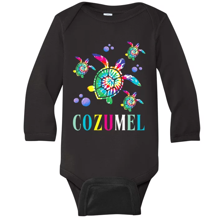 Cozumel Mexico Tie Dye Sea Turtle Baby Long Sleeve Bodysuit