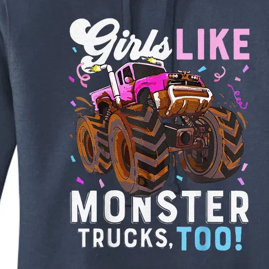 Cute Monster Truck Girl Like Monster Trucks Too Women's Pullover Hoodie