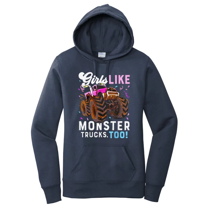 Cute Monster Truck Girl Like Monster Trucks Too Women's Pullover Hoodie