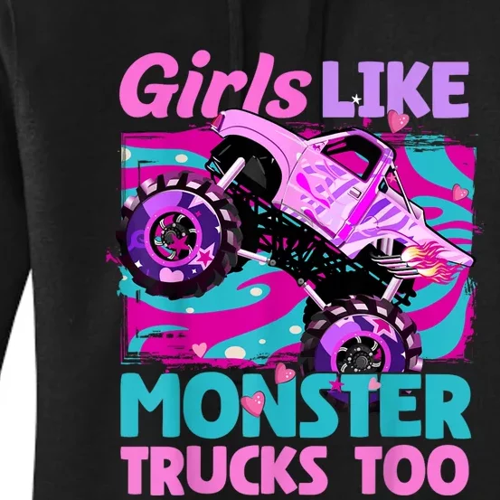 Cute Monster Truck Like Monster Trucks Too Funny Women's Pullover Hoodie