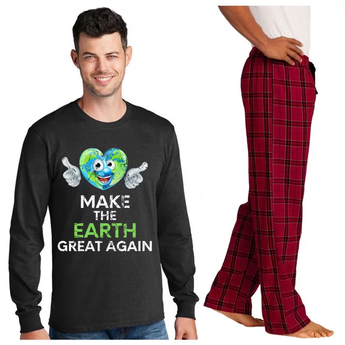 Cool Make The Earth Great Again Thumbs Up Climate Awareness Gift Long Sleeve Pajama Set