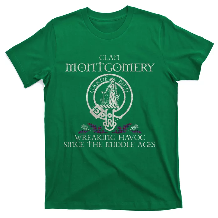 Clan Montgomery Tartan Crest Thistle Vintage T-Shirt