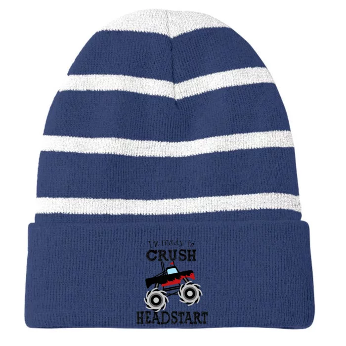 Crush Monster Truck, Back to School Boy Striped Beanie with Solid Band