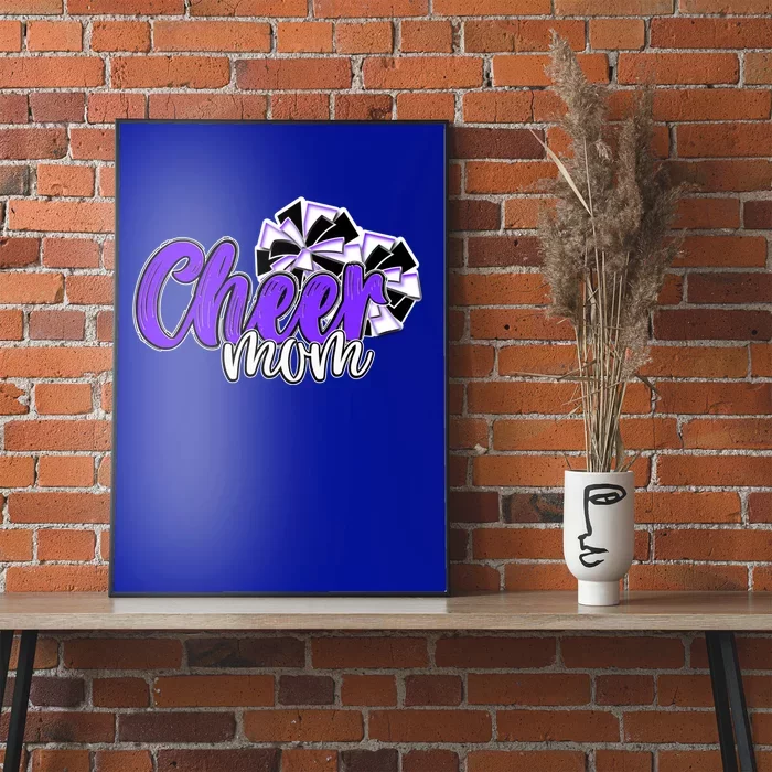 Cheer Mom Top Pom Poms Purple Mascot Colors School Gift Poster