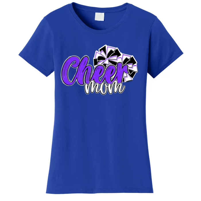 Cheer Mom Top Pom Poms Purple Mascot Colors School Gift Women's T-Shirt