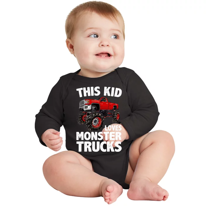 Cute Monster Truck For Boys Girls Monster Truck Lovers Baby Long Sleeve Bodysuit