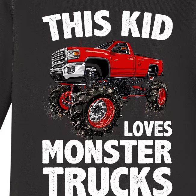 Cute Monster Truck For Boys Girls Monster Truck Lovers Baby Long Sleeve Bodysuit