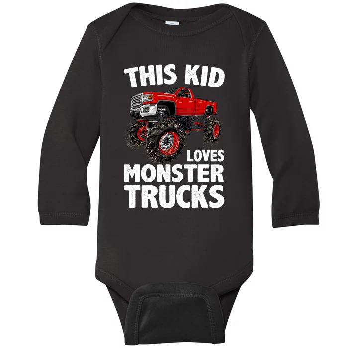 Cute Monster Truck For Boys Girls Monster Truck Lovers Baby Long Sleeve Bodysuit