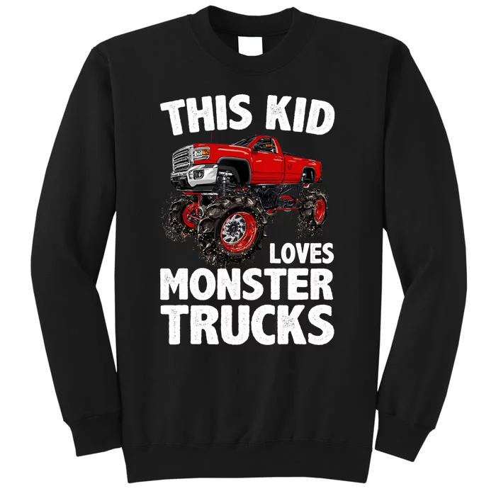 Cute Monster Truck For Boys Girls Monster Truck Lovers Tall Sweatshirt