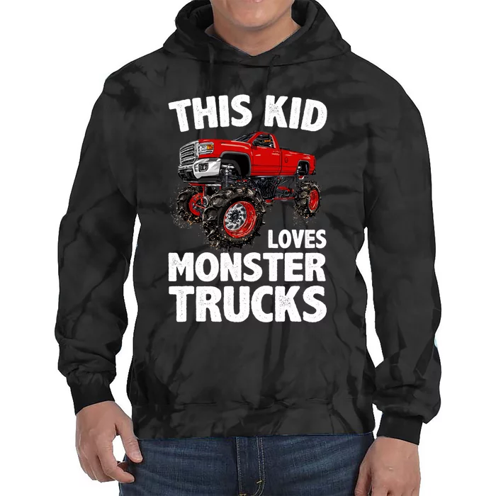 Cute Monster Truck For Boys Girls Monster Truck Lovers Tie Dye Hoodie