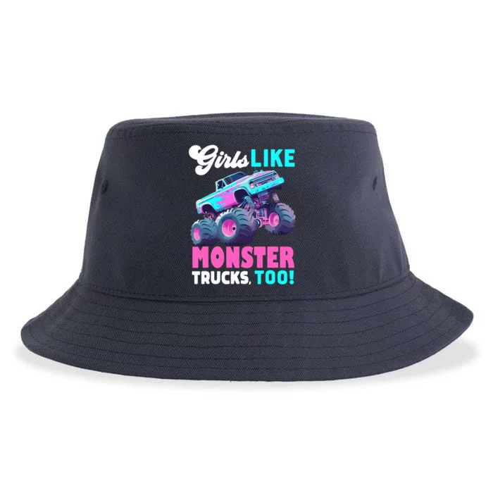 Cute Monster Truck Girl Like Monster Trucks Too Sustainable Bucket Hat