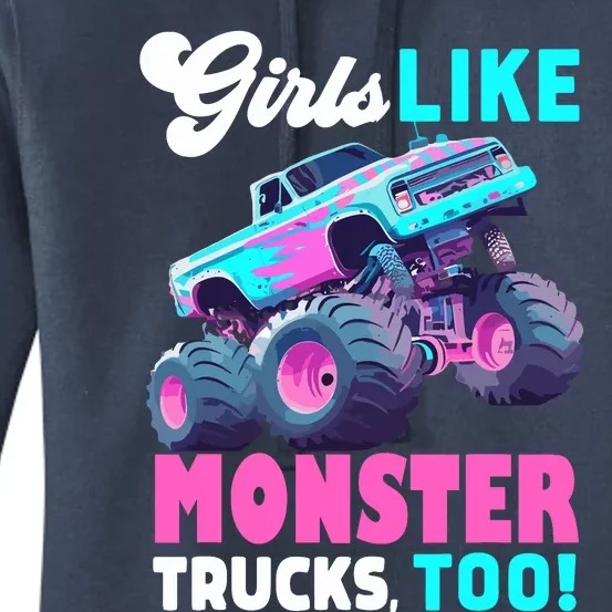 Cute Monster Truck Girl Like Monster Trucks Too Women's Pullover Hoodie