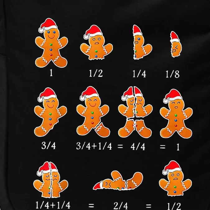 Christmas Math Teacher Fraction Gingerbread Cookie Santa Hat Impact Tech Backpack