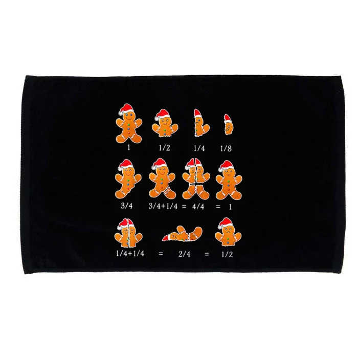 Christmas Math Teacher Fraction Gingerbread Cookie Santa Hat Microfiber Hand Towel